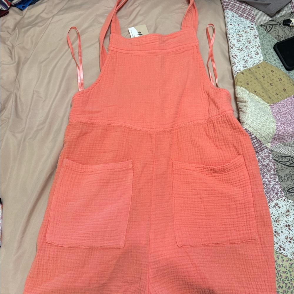 Coral Jumpsuit with Pockets